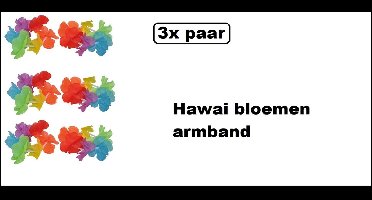 3x Paar hawai bloemen armband - Tropical hawai thema feest beach strand party festival
