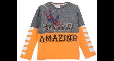Marvel Spiderman Shirt - Lange Mouw - Oranje - Maat 104