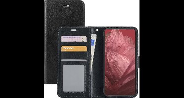 Hoesje - Met Pasjeshouder - Geschikt voor Google Pixel 8a - Luxe Bookcase Portemonee - Flip Case - Kunstleer Book Case - Flipcase - Book Cover - Walletcase - Portemonneehoes - Zwart