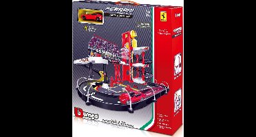 Race & Play garage speelset met 3 verdiepingen + 1 Ferrari F12 1:43 rood