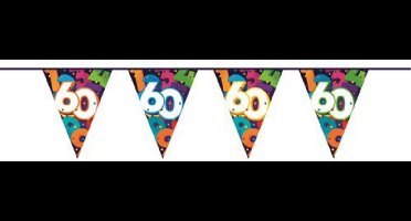 Haza Vlaggetjes - 60 jaar - leeftijd verjaardag jubileum - plastic - bont - enkelzijdig - 10 meter totale lengte