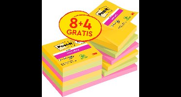 Post-It Super Sticky Z-Notes Carnival | 90 vel | ft 76 x 76 mm | 8 + 4 GRATIS