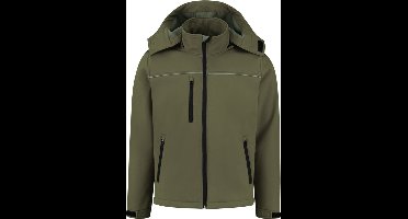 JS Softshell Jas met capuchon - Army - Maat 5XL - SS100