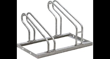 BRASQ Fietsenrek voor 2 Fietsen - Fietsenstandaard - Fietsrek - Fietsbeugel voor Vloer Inclusief bevestigingsmateriaal - Zilver