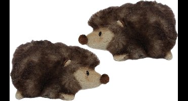 Pia Soft Toys Knuffeldier Egel - 2x - zachte pluche stof - bruin - kwaliteit knuffels - 15 cm - Egels