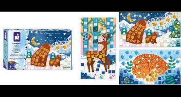 Janod Les Ateliers Du Calme - Beautiful Winter Mozaïek - De Wonderen Van De Winter In Een Mozaïekworkshop - Bevat 3 Schilderijen Om Te Versieren - Geschikt Vanaf 5 Jaar