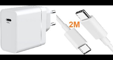 USB-C Adapter 45W met USB-C naar USB-C Oplader Kabel 2 Meter - Snellader fast charger