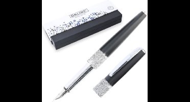 Online Crystal Celebrities Black vulpen met Swarovski kristallen veerdikte F + inktconverter in hoogwaardige geschenkverpakking