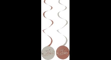 Folat - Crème rose swirls happy birthday – 6 stuks – 13 x 60 cm