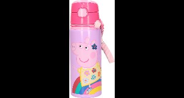 Peppa Pig drinkfles/drinkbeker/bidon met drinktuitje - roze - aluminium - 600 ml
