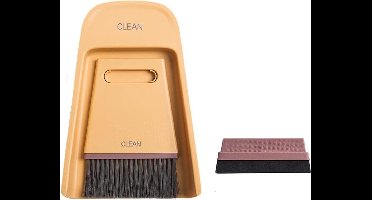 Tafelborstel, set met schraper en schep - geel