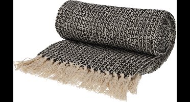 JENS Living Plaid Wafel - Gerecycled katoen - 130 x 180 cm - Zwart