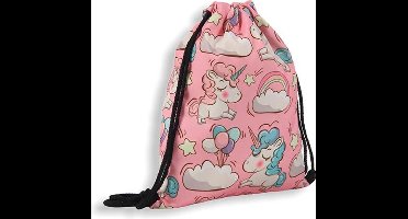 *** Unicorn Gymtas Rainbow Zwemtas - Eenhoorn Tas - Regenboog Rugzak - Trekkoord - van Heble