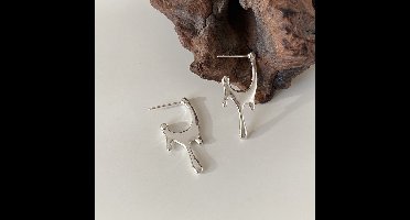 dames oorknoppen- gesmolten stijl-19mm-zilver 925