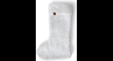 JENS Living Kerstsok - Teddy - Polyester - 29 x 47 x 4 cm - Wit