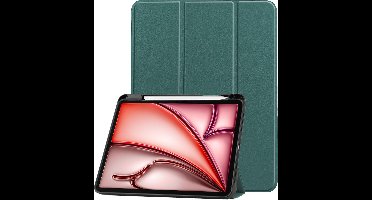 Hoes - Geschikt voor Apple iPad Air (2024/2025/2026) - 13 inch - Dun & Stevig - Trifold Bookcase - Hard Cover Case - Met Uitsparing Geschikt voor Apple Pencil - Hardcover Book - Tablet Hoesje - Donkergroen