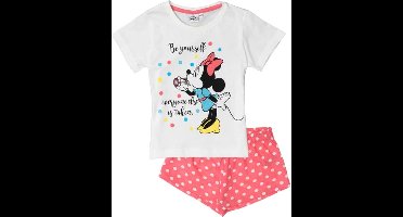 Disney Minnie Mouse - Shortama - wit met roze - Pyjama - maat 128