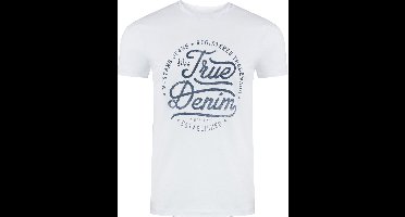 Mustang Heren T-Shirt Basic Print Tee regular fit Wit XXL Ronde Hals Volwassenen Opdruk Print Shirts