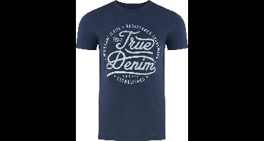 Mustang Heren T-Shirt Basic Print Tee regular fit Blauw S Ronde Hals Volwassenen Opdruk Print Shirts