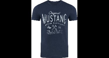 Mustang Heren T-Shirt Basic Print Tee regular fit Blauw S Ronde Hals Volwassenen Opdruk Print Shirts