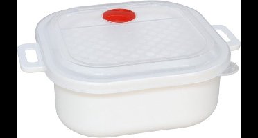 Gerimport Magnetronschaal met deksel/ventiel - 1.7 liter - kunststof - opwarm pot - 18,5 x 18,5 cm