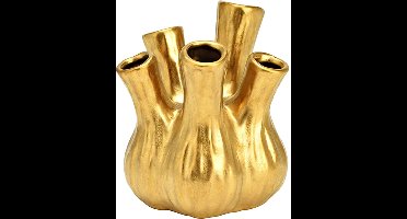 Bloemenvaas - tulpenvaas - goud - keramiek - L20 x B20 x H21 cm - toetervaas