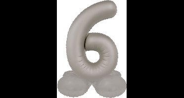 Folat - Staande folieballon Cijfer 6 Moonlight Silver - 41 cm