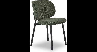 Eetkamerstoel Groen Bouclé - 49x52x81,5cm - Japandi - Set van 2