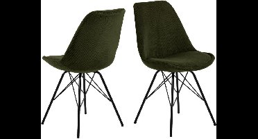Eetkamerstoel Ribstof Olijfgroen - Draaggewicht 110kg - Set van 2