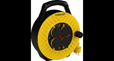 Stanley Kabelhaspel 10m - 4 stopcontacten - penaarde - 3x1.5 mm² - max. belasting 3680W - IP44