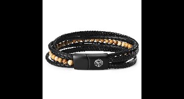 Naxos Leren Armband met Landschapsjaspis Stenen