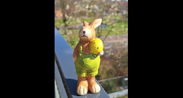 Countryfield Paashaas beeldje - aardewerk - 10cm - decoratie - Pasen