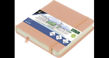 Kangaro schetsboek - 12x12cm - oudroze - PU hardcover - met elastiek en lint - K-861202