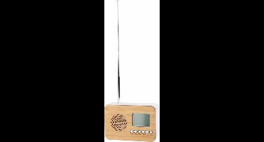 Excellent Houseware Digitale wekker - naturel/wit - kunststof - 14 x 6 x 10 cm - alarm klok