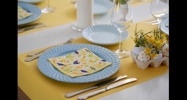 Duni tafelloper - papier - geel - 480 x 40 cm - Tafellopers/placemats