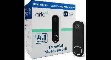 Arlo 2K draadloze video deurbel met camera, 1 deurbel, wit