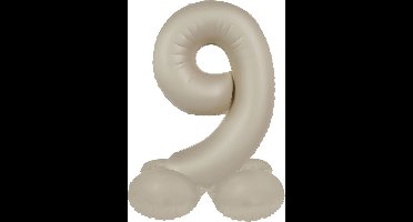 Folat - Staande folieballon Cijfer 9 Creamy Latte - 72 cm