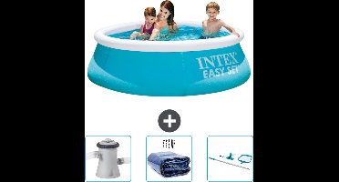 Intex Rond Opblaasbaar Easy Set Zwembad - 183 x 51 cm - Blauw - Inclusief Zwembadfilterpomp - Solarzeil - Schoonmaakset