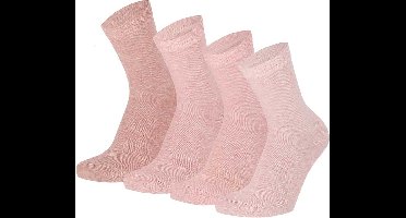 Apollo - Kindersokken basic - Bio Katoen - Roze - 4 Pak - Maat 23/26 - Kindersokken - Kindersokken multipack