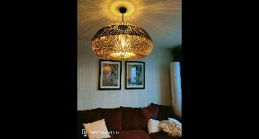 Design Lamp Hanglamp Rotan Appel naturel/zwart woonkamer Slaapkamer 60x38 cm