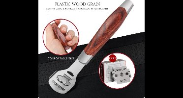 New Age Devi - Eelt Verwijderaar met Opbergkoker– Incl. 20 Dubbelzijdige Mesjes - Voetverzorging – Voetvijl – Eeltrasp – Eeltschaaf – Eeltschraper - Roestvrij Staal