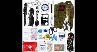 Noodpakket - Noodpakket - 24 in 1 Survival Pakket - Survival Kit - Survival Set - Noodpakket Rampenrugzak - Noodpakket Oorlog - EHBO Kit - Camouflage
