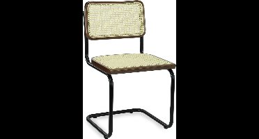 Workliving Bas Eetkamerstoel - Rotan Design Walnoot / Zwart