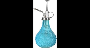 Esschert Design plantenspuit/vernevelaar - glas - caribbean blauw/zilver - 20.5 cm