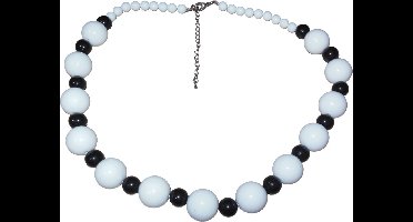 Kralen ketting wit-zwart