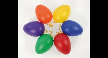 Set van 6 kleurrijke paaseitjes met lus voor in de paasboom paars, blauw, rood, oranje, geel en groen 6cmH