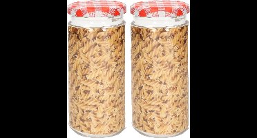 Plasticforte Weckpot/inmaakpot Classic - 2x - 550ml - kunststof - draaideksel - rood - D7 x H16 cm