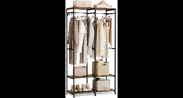 Open Garderobekast - kledingkast met afneembare haken - vintage bruin - 40 x 94,5 x 180 cm