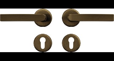 AXA Deurbeslag set Binnendeur - Klik Blok - Deurkruk Brons - met cilindergat - Deurklink met ronde rozet
