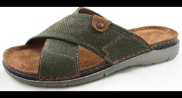 Fischer - Slippers Heren - Slide - Khaki - Groen Tann - Maat 45